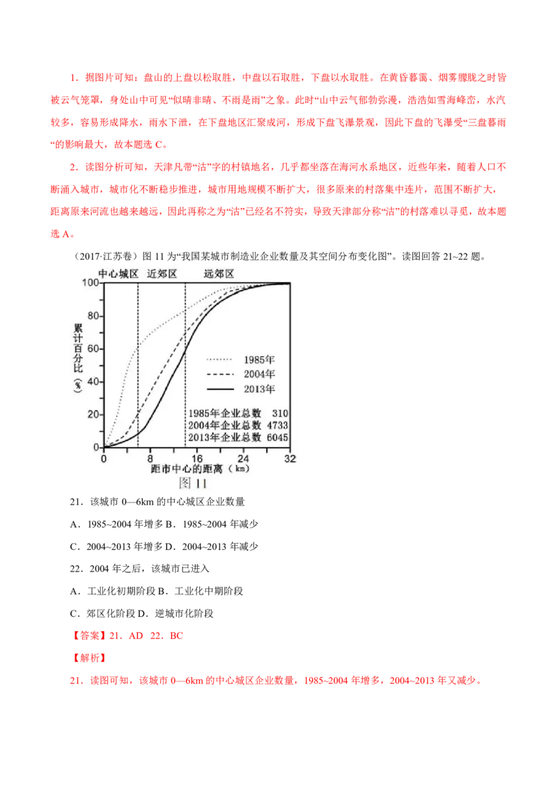 专题09城市（解析版）_9.2025地理总复习_2023年新高考复习资料_专项复习_十年高考真题地理分项解析_十年高考真题地理分项解析（第7-12专题）