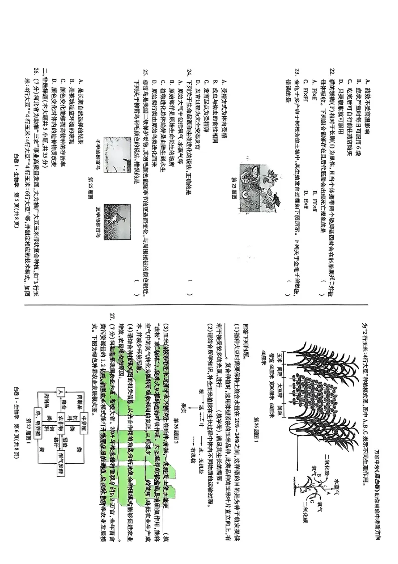 25年生物白卷1_初中资料合集_万唯2025万唯中考《黑白卷-地生》多地版本（已更12省）_2025《万唯中考&bull;黑白卷》地生（河北）