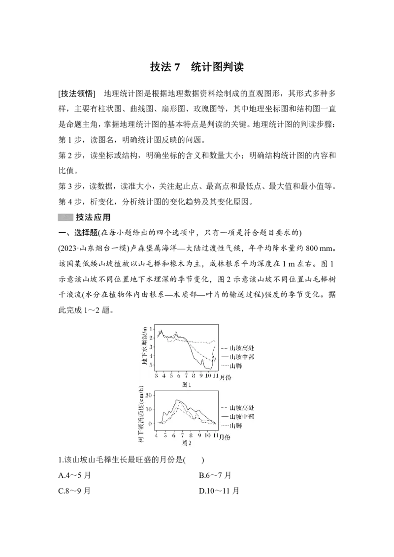 2025年高考地理考前识图技能专项训练技法7　统计图判读_9.2025地理总复习_2025年新高考资料_二轮复习_2025年高考地理考前增分特训