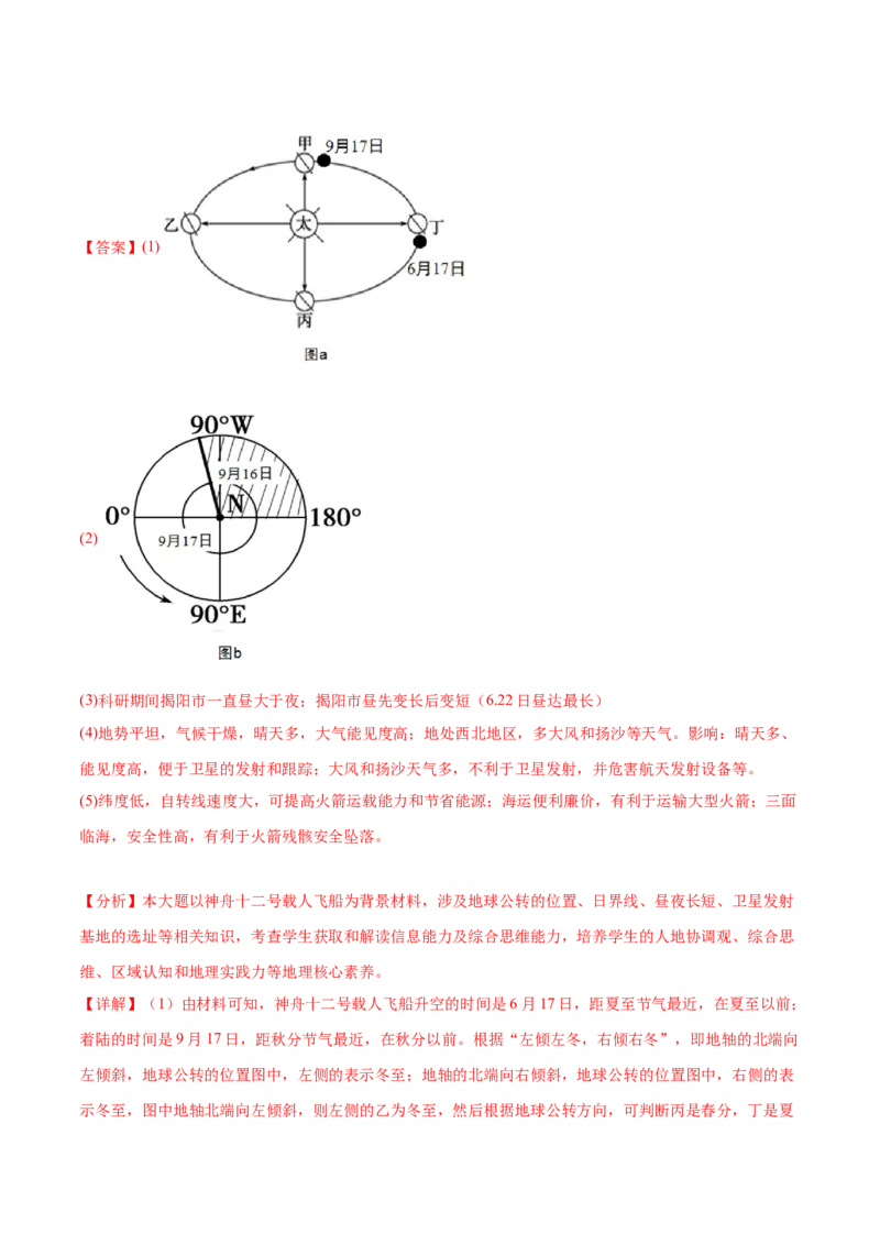 3.1地球的自转和公转特征-备战2024年高考地理一轮复习微专题微考点专项训练（全国通用）（解析版）_9.2025地理总复习_2024年新高考资料_3.2024专项复习