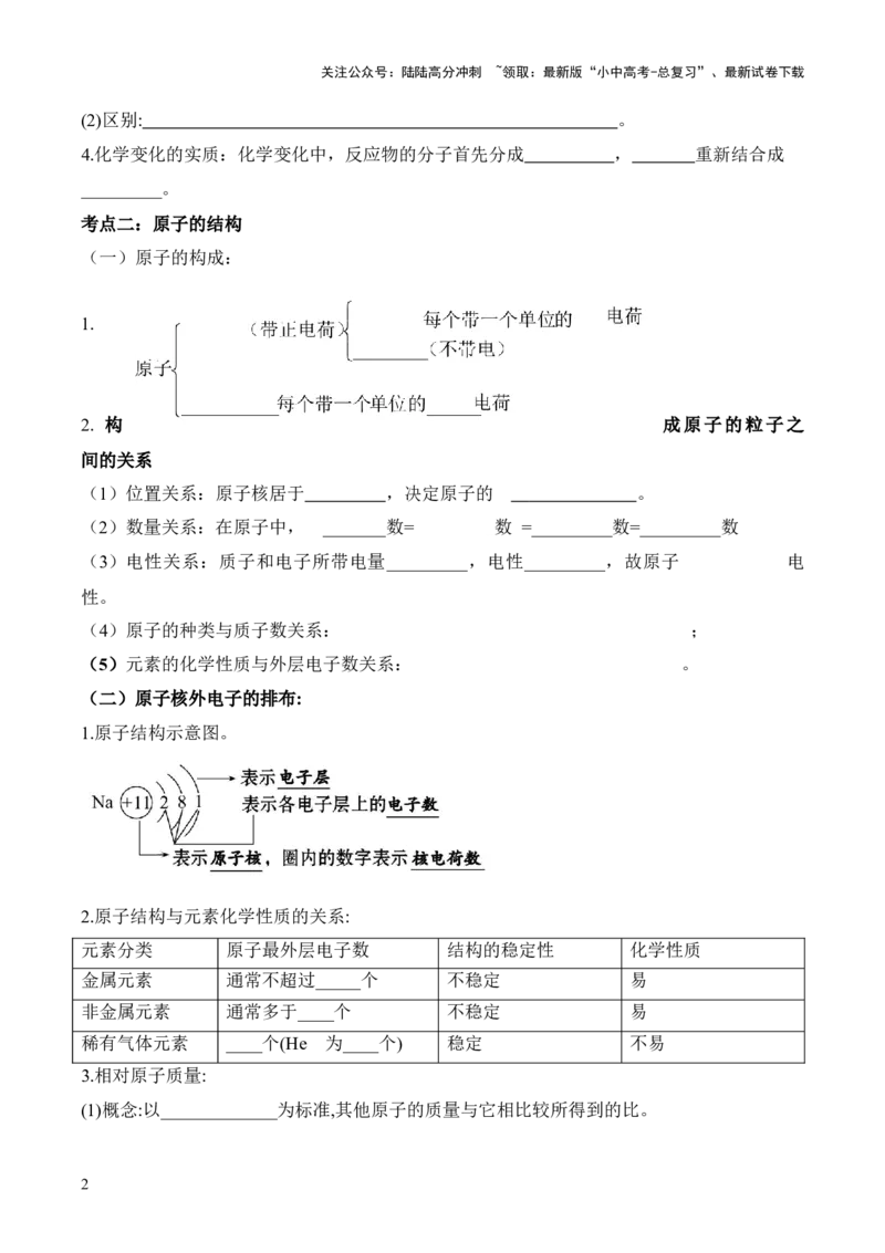 第三单元+物质构成的奥秘-大单元复习2024年中考化学一轮复习备考学案（人教版）_02中考总复习（2026版更新中）_05-化学-中考总复习_2024年中考复习资料_一轮复习资料