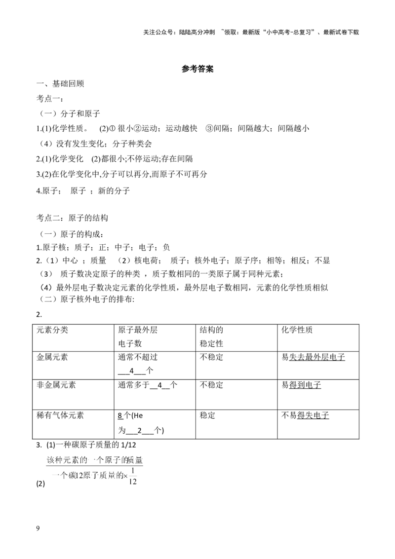 第三单元+物质构成的奥秘-大单元复习2024年中考化学一轮复习备考学案（人教版）_02中考总复习（2026版更新中）_05-化学-中考总复习_2024年中考复习资料_一轮复习资料