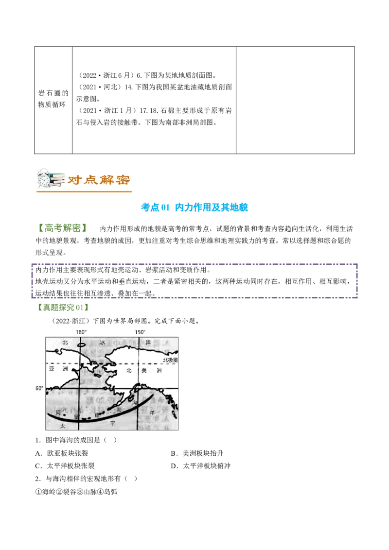 专题03多种多样的地貌（讲义）（word版）-高频考点解密2023年高考地理二轮专题复习课件+讲义+分层训练（新高考专用）_9.2025地理总复习_2023年新高考复习资料_二轮复习