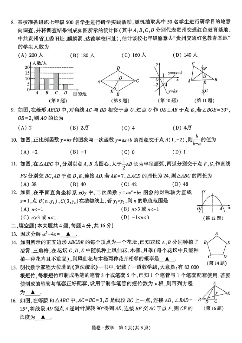 2025《万唯中考&bull;贵州黑白卷》数学黑卷_初中资料合集_2025《万唯中考&bull;黑白卷》多地方版（更30省）_2025《万唯中考&bull;黑白卷》5科全套（贵州）