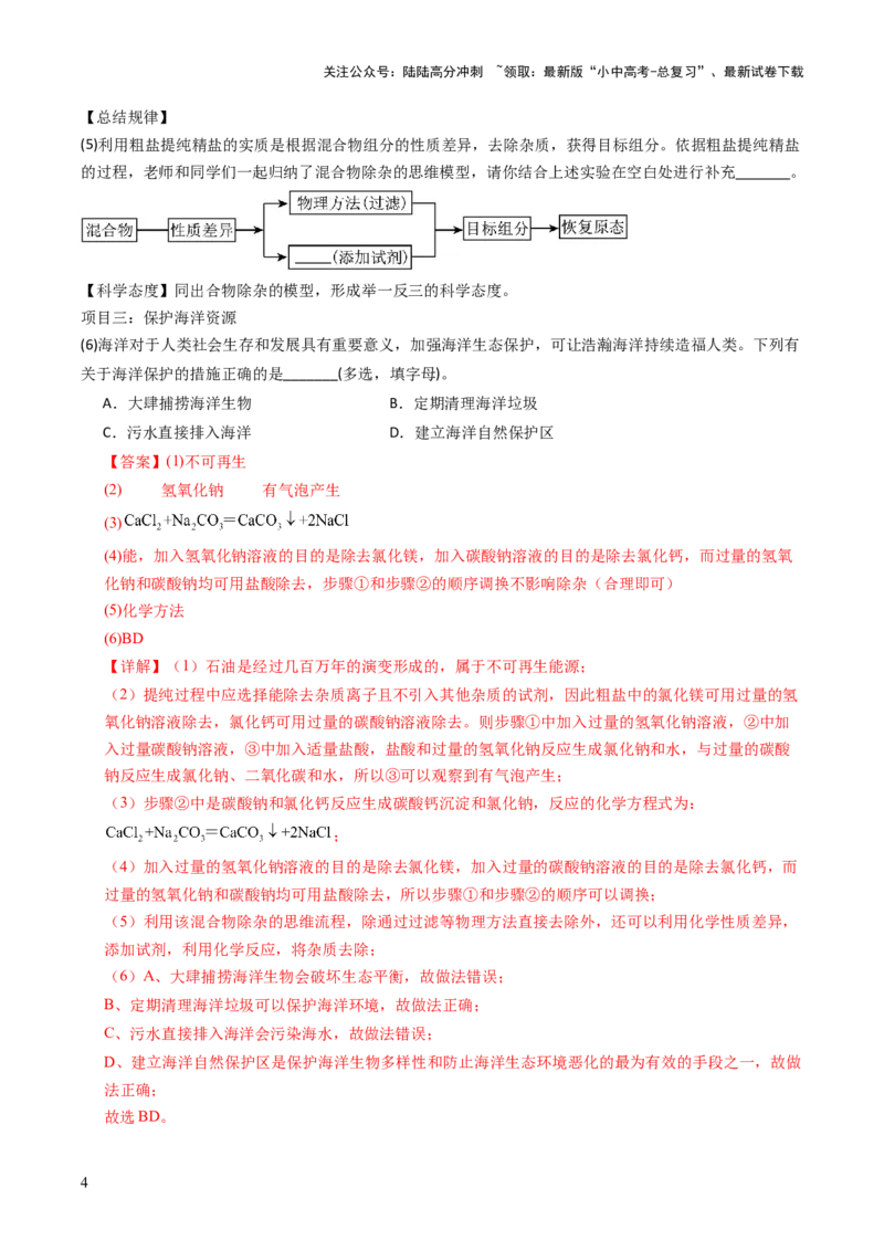 跨学科实践活动08海洋资源的综合利用与制盐（解析版）_02中考总复习（2026版更新中）_05-化学-中考总复习_2025年中考复习资料_跨学科实践备战2025年中考化学命题专项突破