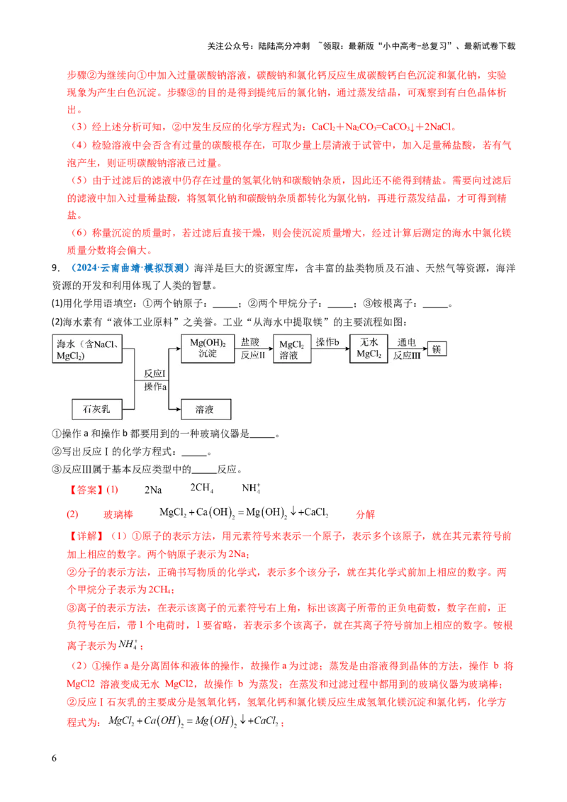 跨学科实践活动08海洋资源的综合利用与制盐（解析版）_02中考总复习（2026版更新中）_05-化学-中考总复习_2025年中考复习资料_跨学科实践备战2025年中考化学命题专项突破