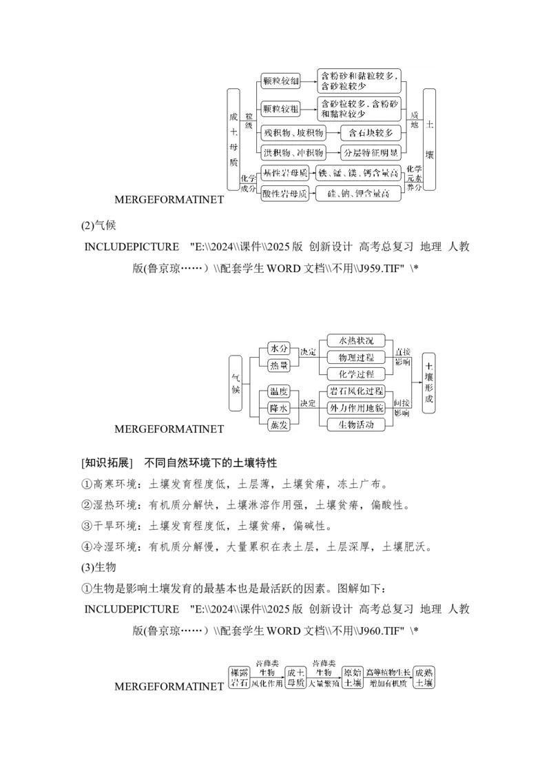 2025届高中地理一轮复习讲义：第一部分自然地理第八单元自然环境的整体性与差异性第39课时　土壤（学生版）_9.2025地理总复习_2025年新高考资料_一轮复习