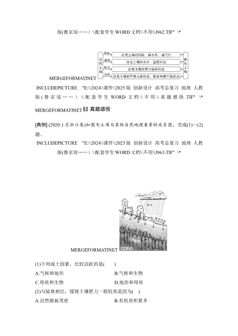 2025届高中地理一轮复习讲义：第一部分自然地理第八单元自然环境的整体性与差异性第39课时　土壤（学生版）_9.2025地理总复习_2025年新高考资料_一轮复习