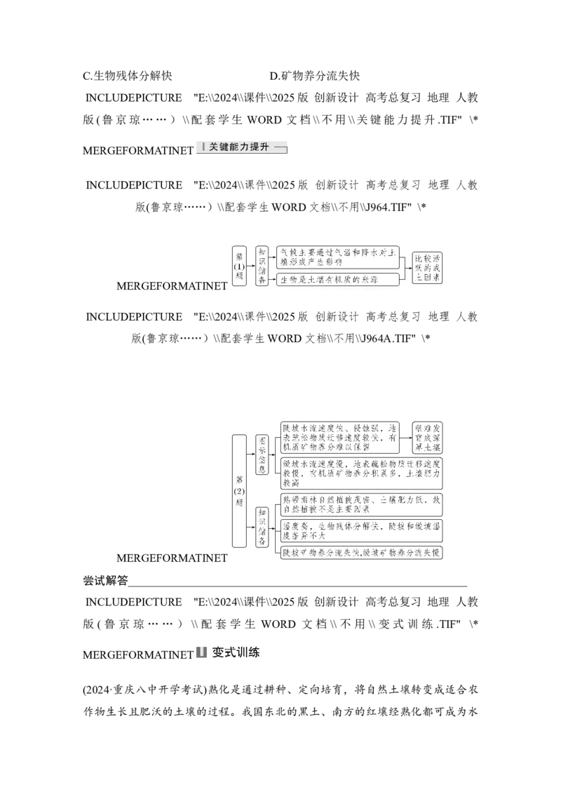2025届高中地理一轮复习讲义：第一部分自然地理第八单元自然环境的整体性与差异性第39课时　土壤（学生版）_9.2025地理总复习_2025年新高考资料_一轮复习