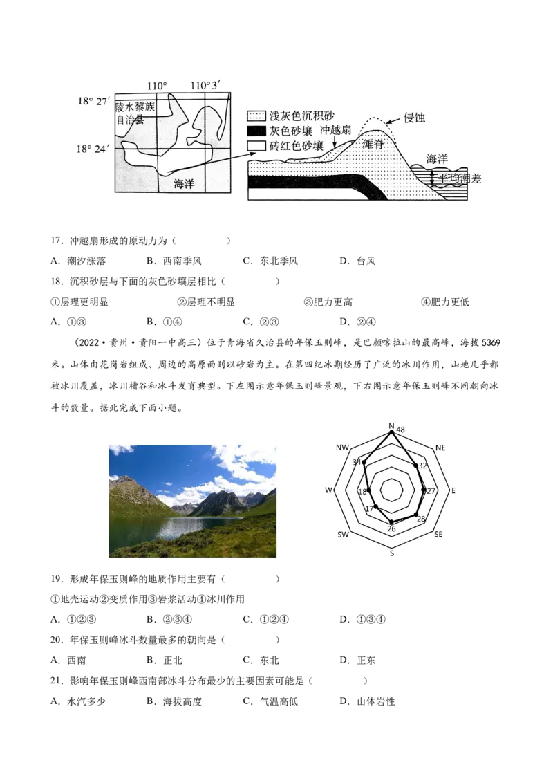 专题08地表形态-备战2023年高考地理一轮复习精讲精练（原卷版）_9.2025地理总复习_2023年新高考复习资料_一轮复习_备战2023年高考地理一轮复习精讲精练