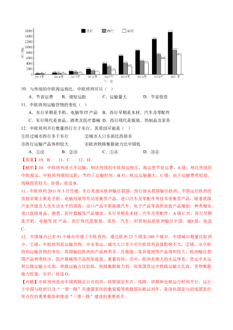 专题10交通运输布局（含中国交通新基建）（讲义）（解析版）_9.2025地理总复习_2024年新高考资料_2.2024二轮复习_2024年高考地理二轮复习讲练测（新教材新高考）