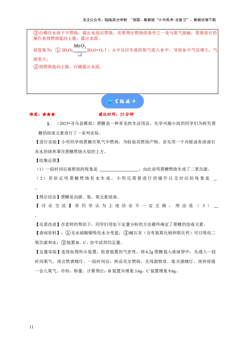 精练11化学实验探究（解析版）_02中考总复习（2026版更新中）_05-化学-中考总复习_2024年中考复习资料_二轮复习资料_2024年中考化学二轮题型突破限时精练