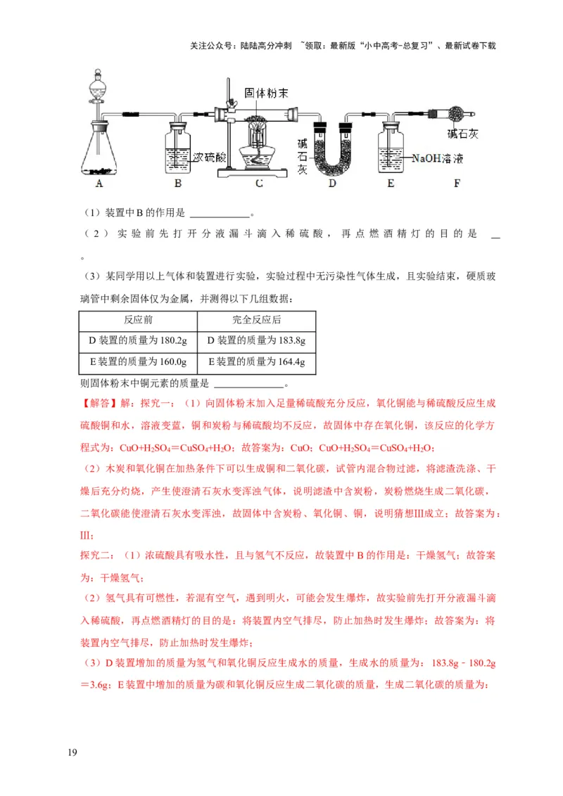 精练11化学实验探究（解析版）_02中考总复习（2026版更新中）_05-化学-中考总复习_2024年中考复习资料_二轮复习资料_2024年中考化学二轮题型突破限时精练