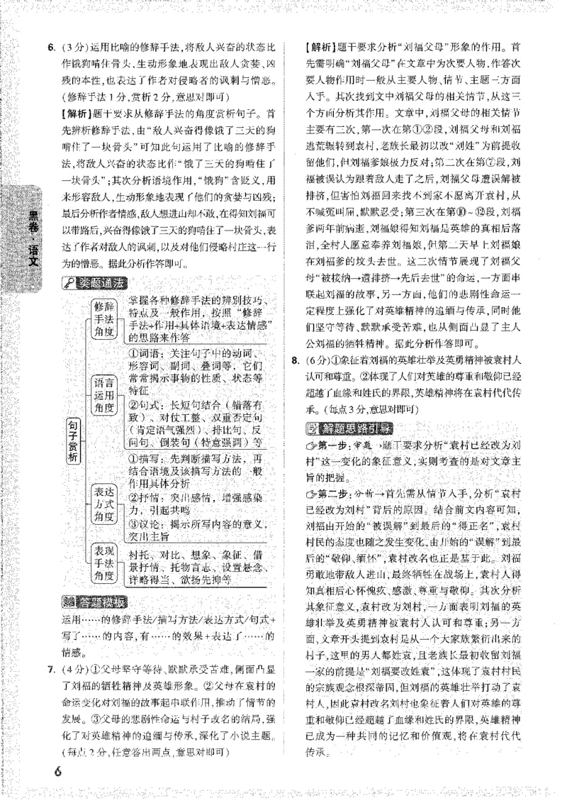 黑卷-答案解析_语文_初中资料合集_2025《万唯中考&bull;黑白卷》多地方版（更30省）_2025《万唯中考&bull;黑白卷》7科全套（安徽）_黑白卷-分开版_黑白卷-语文