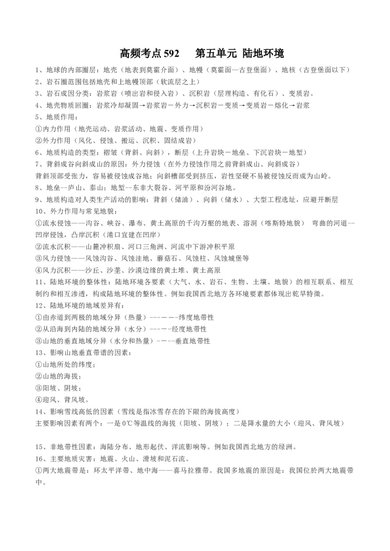 地理微考点：+陆地环境大纲知识点-备战2023年高考总复习地理微考点狙击与专项突破_9.2025地理总复习_2023年新高考复习资料_专项复习_备战2023年高考地理总复习微考点狙击与专项测练