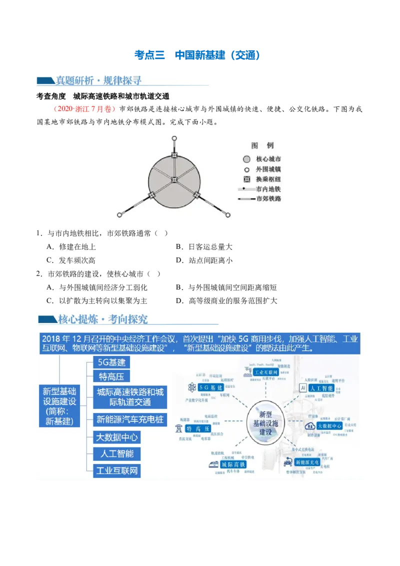 专题10交通运输布局（含中国交通新基建）（讲义）（原卷版）_9.2025地理总复习_2024年新高考资料_2.2024二轮复习_2024年高考地理二轮复习讲练测（新教材新高考）