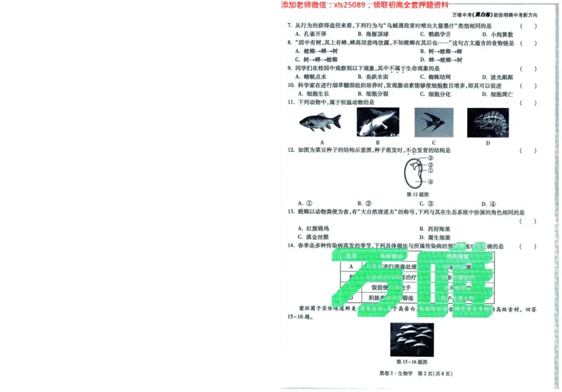 A42025版WW黑白卷生物黑卷（加深）_初中资料合集_万唯2025万唯中考《黑白卷-地生》多地版本（已更12省）_2025《万唯中考&bull;黑白卷》地生（福建）_2025版《WW中考黑白卷》（FJ专版）生地