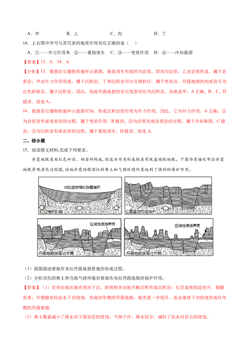 地理微考点：丹霞地貌的形成过程图-备战2023年高考总复习地理微考点狙击与专项突破_9.2025地理总复习_2023年新高考复习资料_专项复习_备战2023年高考地理总复习微考点狙击与专项测练