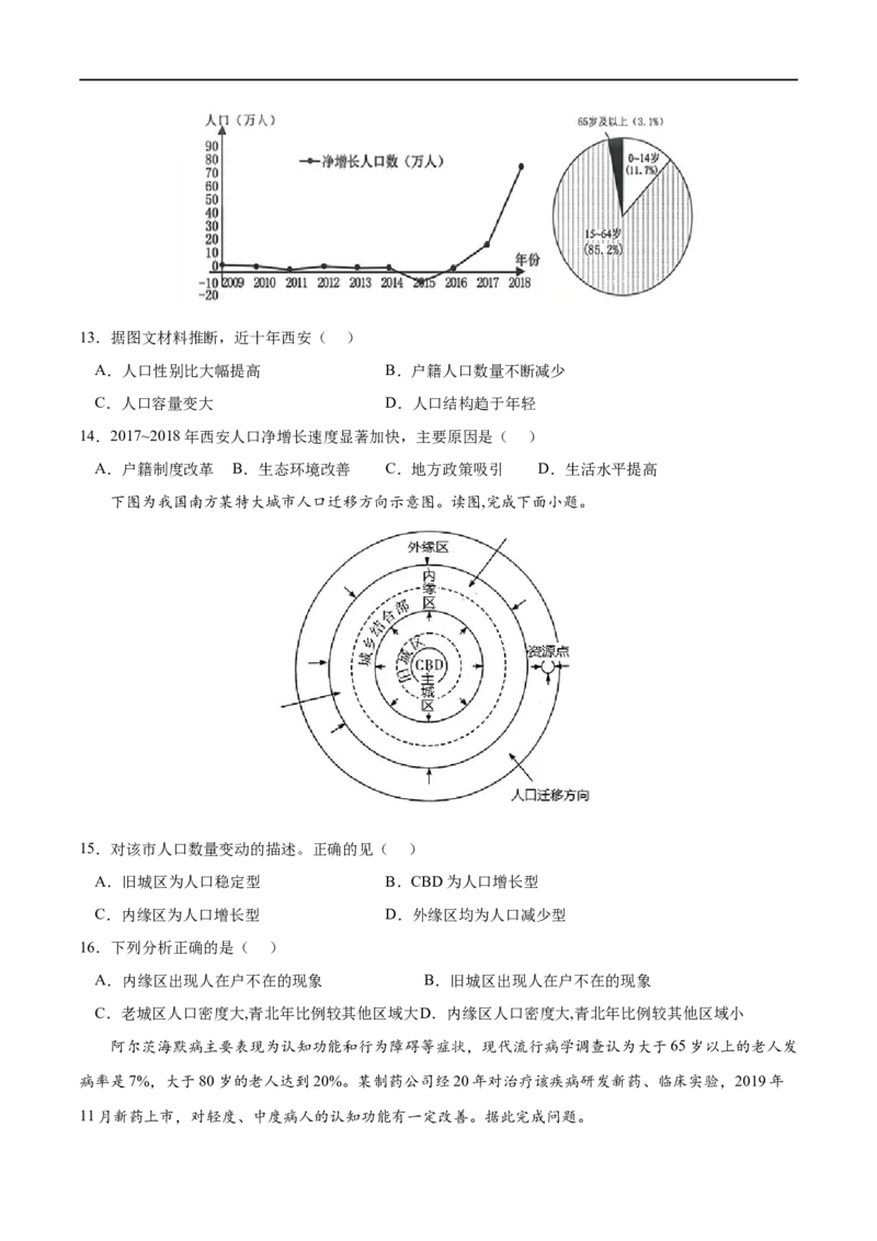 专题07人口-2023年高考地理一轮复习小题多维练（原卷版）_9.2025地理总复习_2023年新高考复习资料_一轮复习_2023年高考地理一轮复习小题多维练（新高考专用）_人口