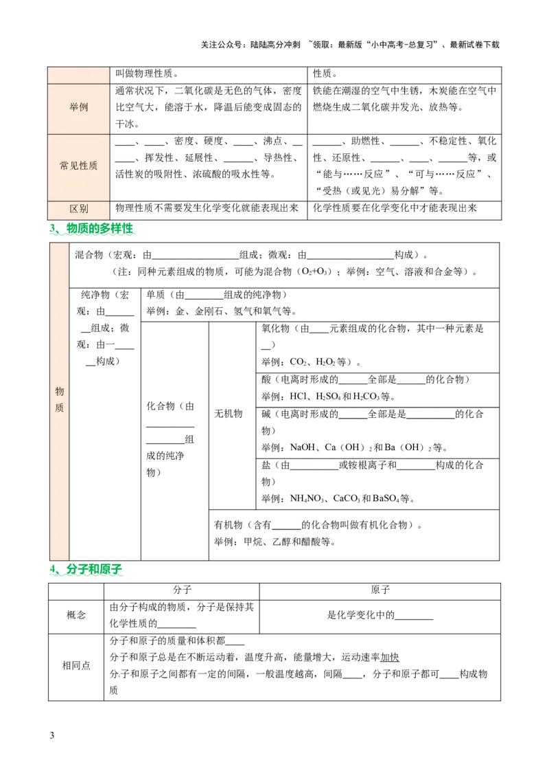 速记三中考必考核心知识（讲练）（原卷版）_02中考总复习（2026版更新中）_05-化学-中考总复习_2025年中考复习资料_2025中考二轮课件ppt+讲义+练习化学_讲义+练习
