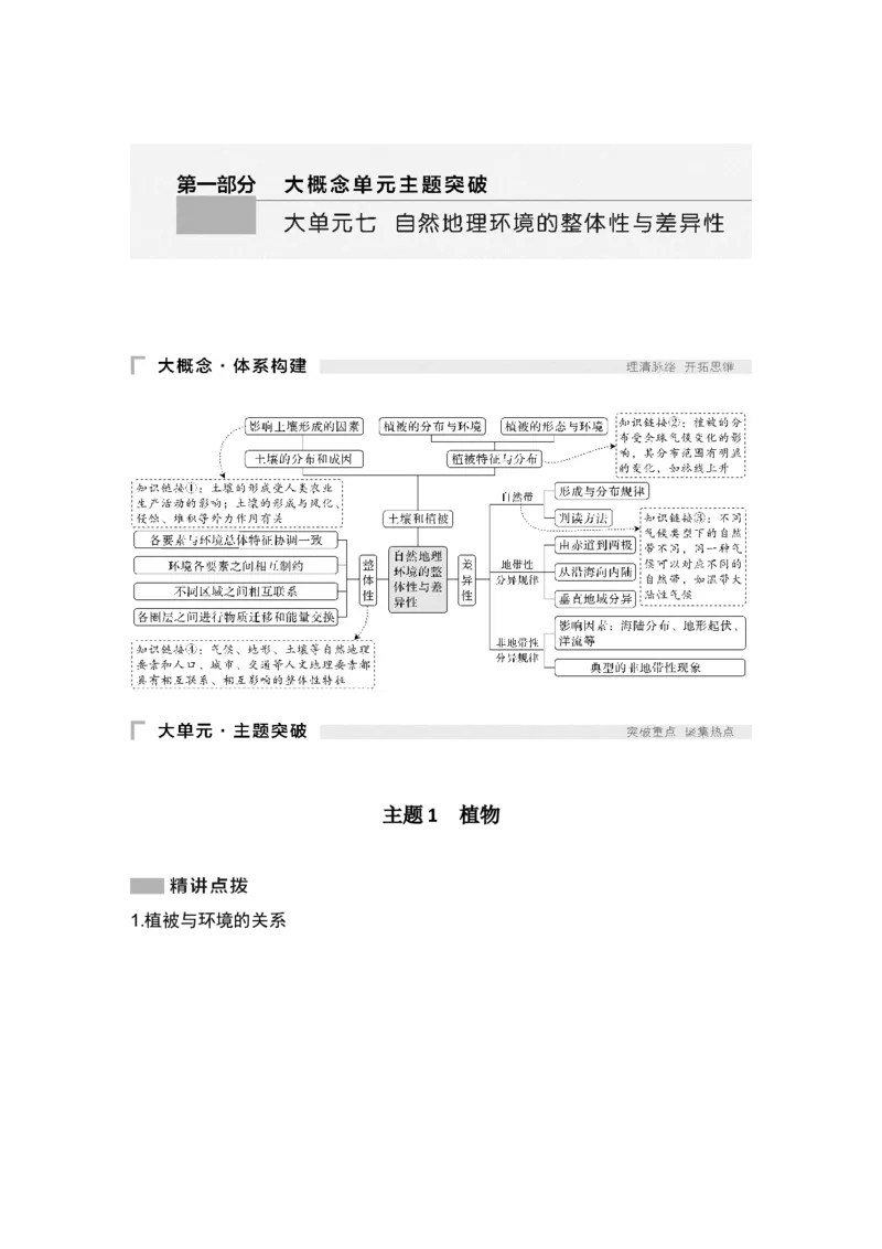 2025年高考地理考前大概念单元主题突破大单元七　自然地理环境的整体性与差异性_9.2025地理总复习_2025年新高考资料_二轮复习_2025年高考地理考前增分特训