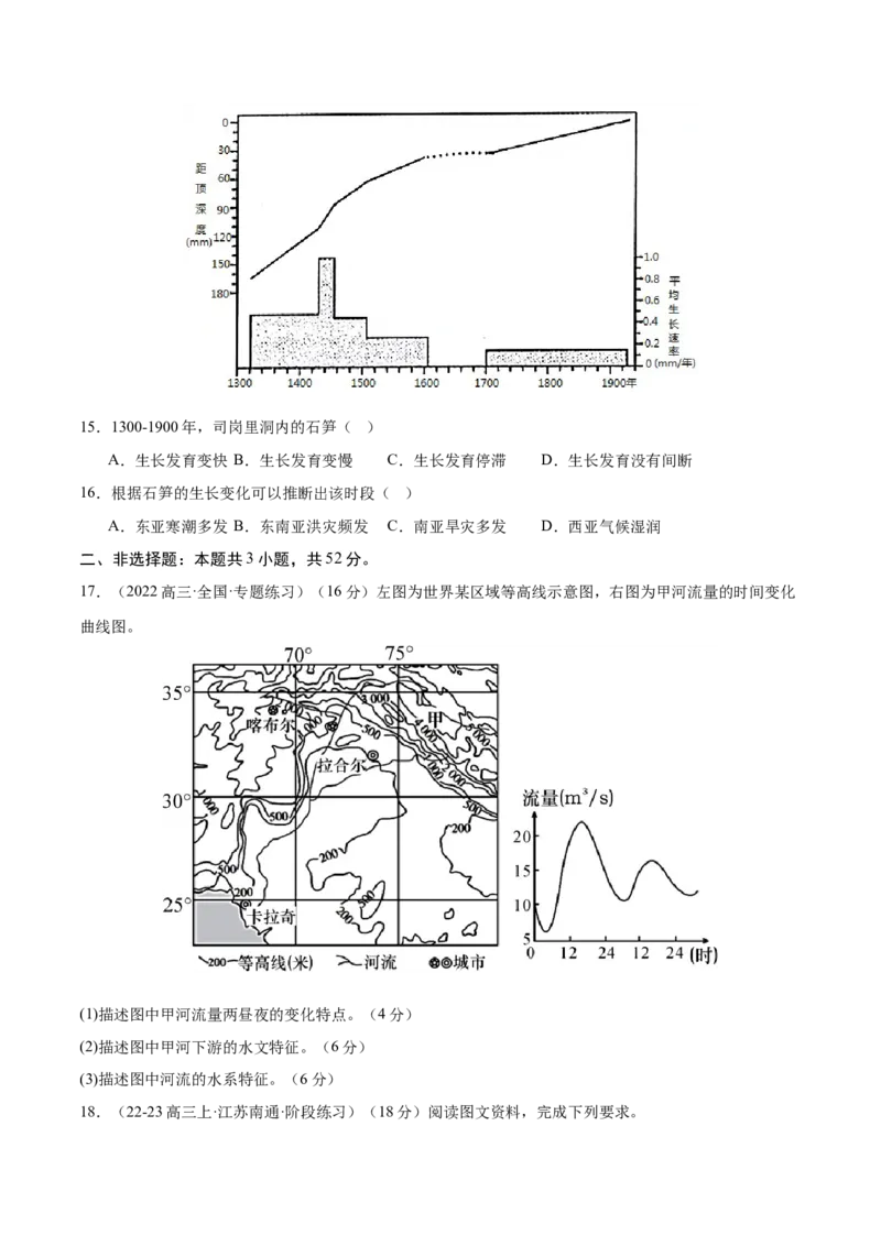 专题05亚洲整体概况（专项训练）-必刷题2025年高考地理一轮复习区域地理专项训练（原卷版）_9.2025地理总复习_2025年新高考资料_一轮复习