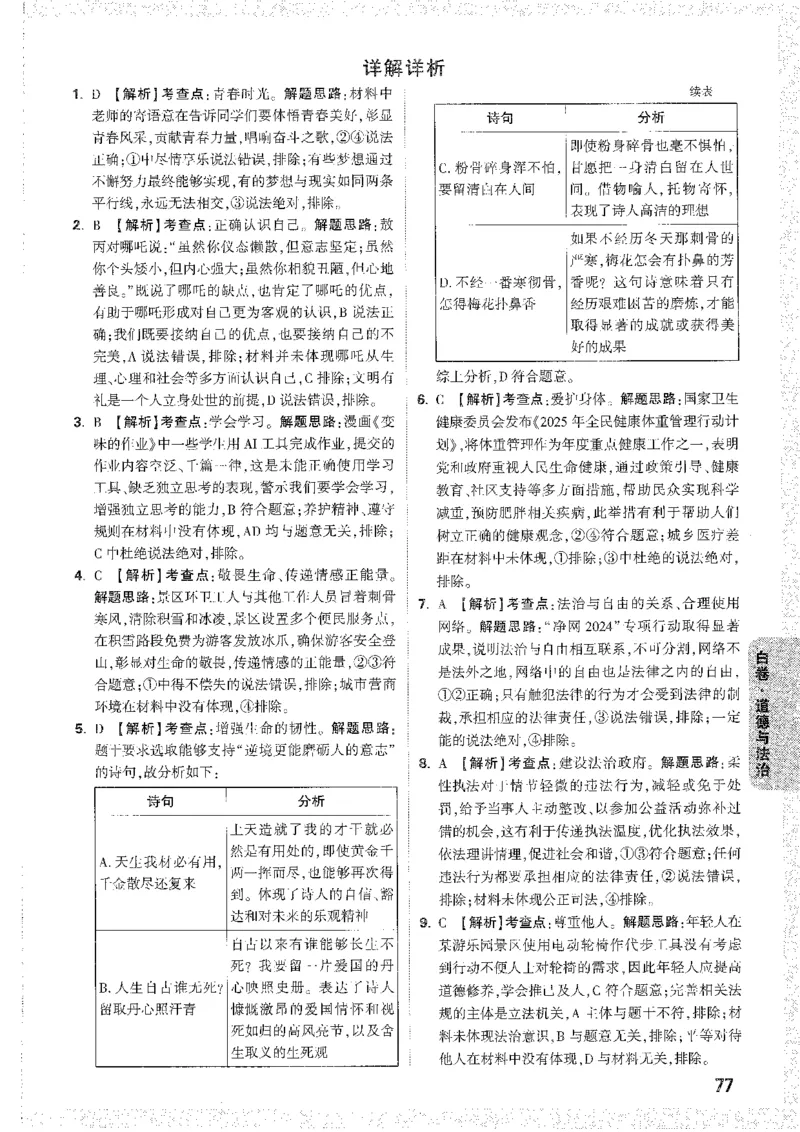 中考黑白卷-答案解析-合订_初中资料合集_2025《万唯中考&bull;黑白卷》多地方版（更30省）_2025《万唯中考&bull;黑白卷》7科全套（安徽）_新考点（题+答案）