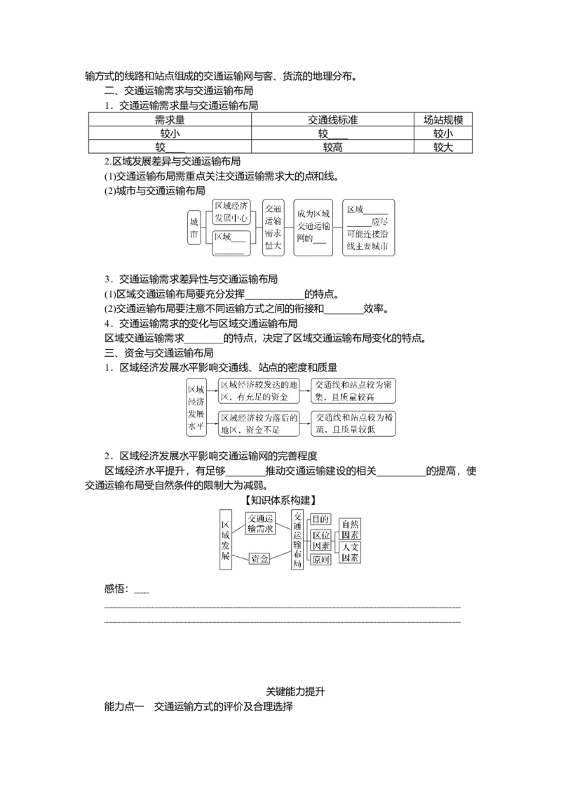 2025届高中地理人教版一轮复习第55课时导学案：区域发展对交通运输布局的影响_9.2025地理总复习_2025年新高考资料_一轮复习
