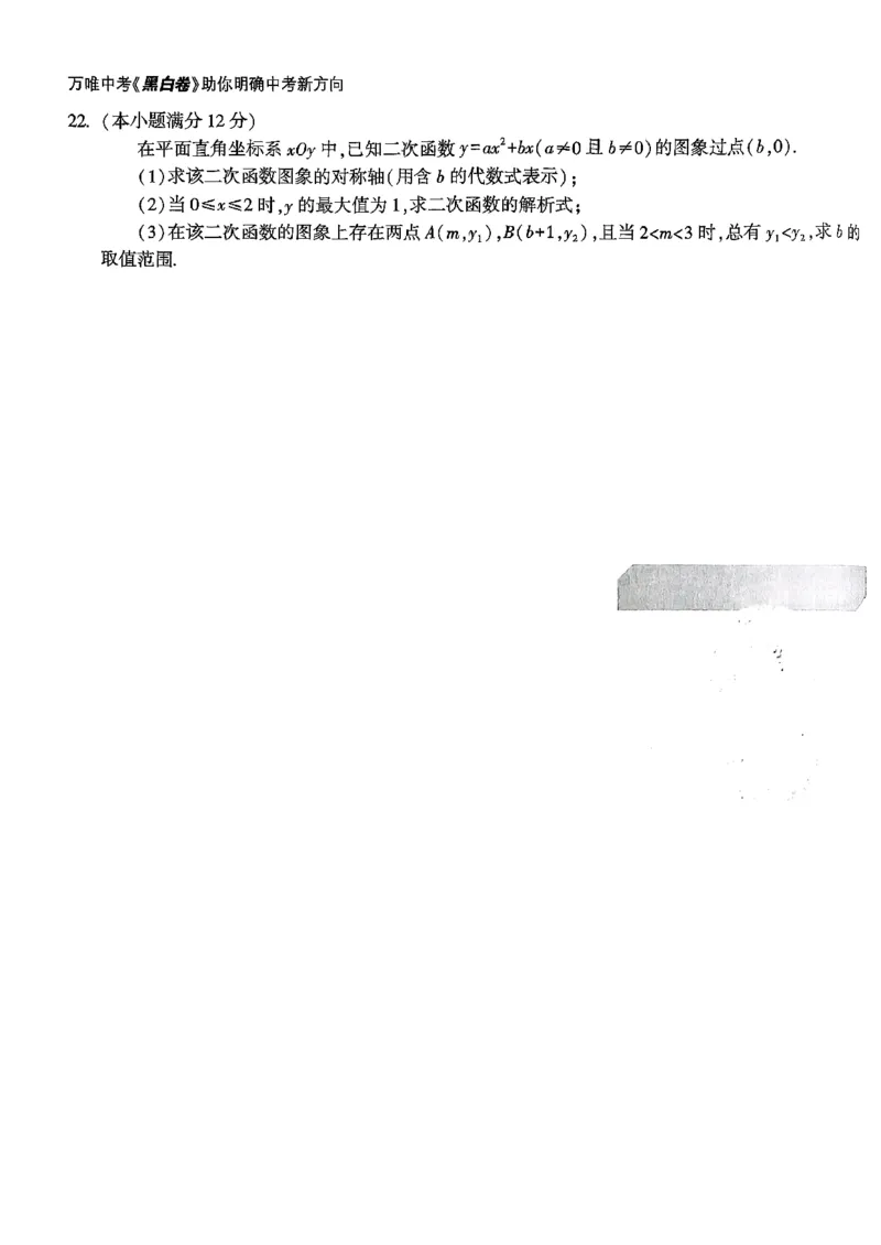数学黑卷_初中资料合集_2025《万唯中考&bull;黑白卷》多地方版（更30省）_2025《万唯中考&bull;黑白卷》语文、数学、物理、化学、道法（山东）_数学