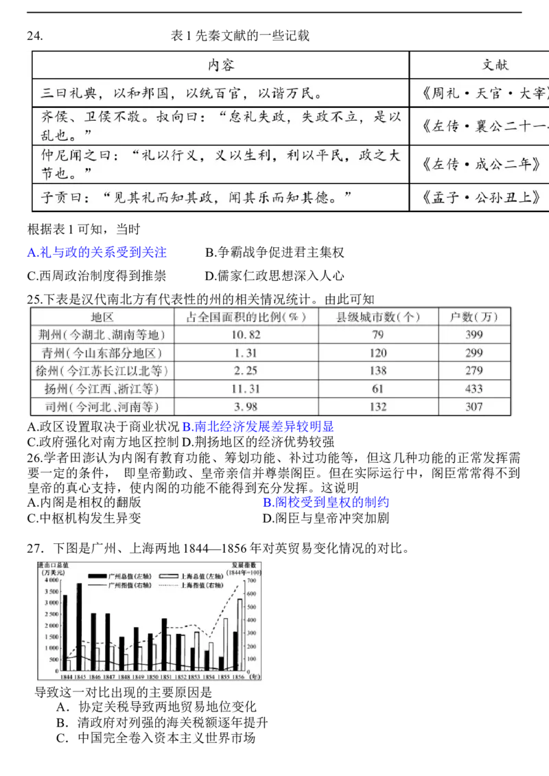 历史试题和答案_9.2025地理总复习_地理高考模拟题_老高考_2023年_四川省遂宁市射洪中学2022-2023学年高三上学期第一次月考试题（9月）文综Word版含答案