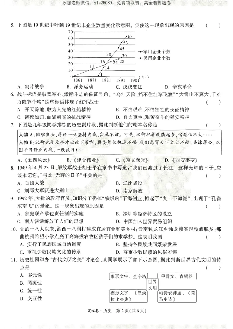 2025《万唯中考&bull;湖南定心卷》历史_初中资料合集_万唯2025版万唯中考《定心卷》全国地方版实时更新（已更11省）_2025万唯中考《定心卷》7科（湖南）