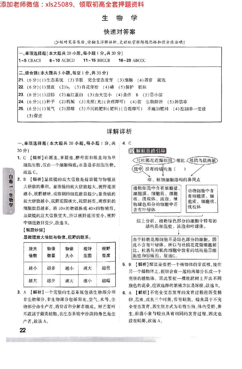 江西生地答案_初中资料合集_万唯2025万唯中考《黑白卷-地生》多地版本（已更12省）_2025《万唯中考&bull;黑白卷》地生（江西）