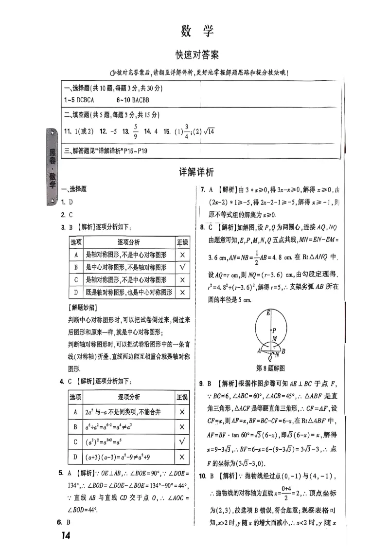 万唯黑白卷答案详解详析_初中资料合集_2025《万唯中考&bull;黑白卷》多地方版（更30省）_2025《万唯中考&bull;黑白卷》7科全套（湖北）_历史道法_新考法及答案