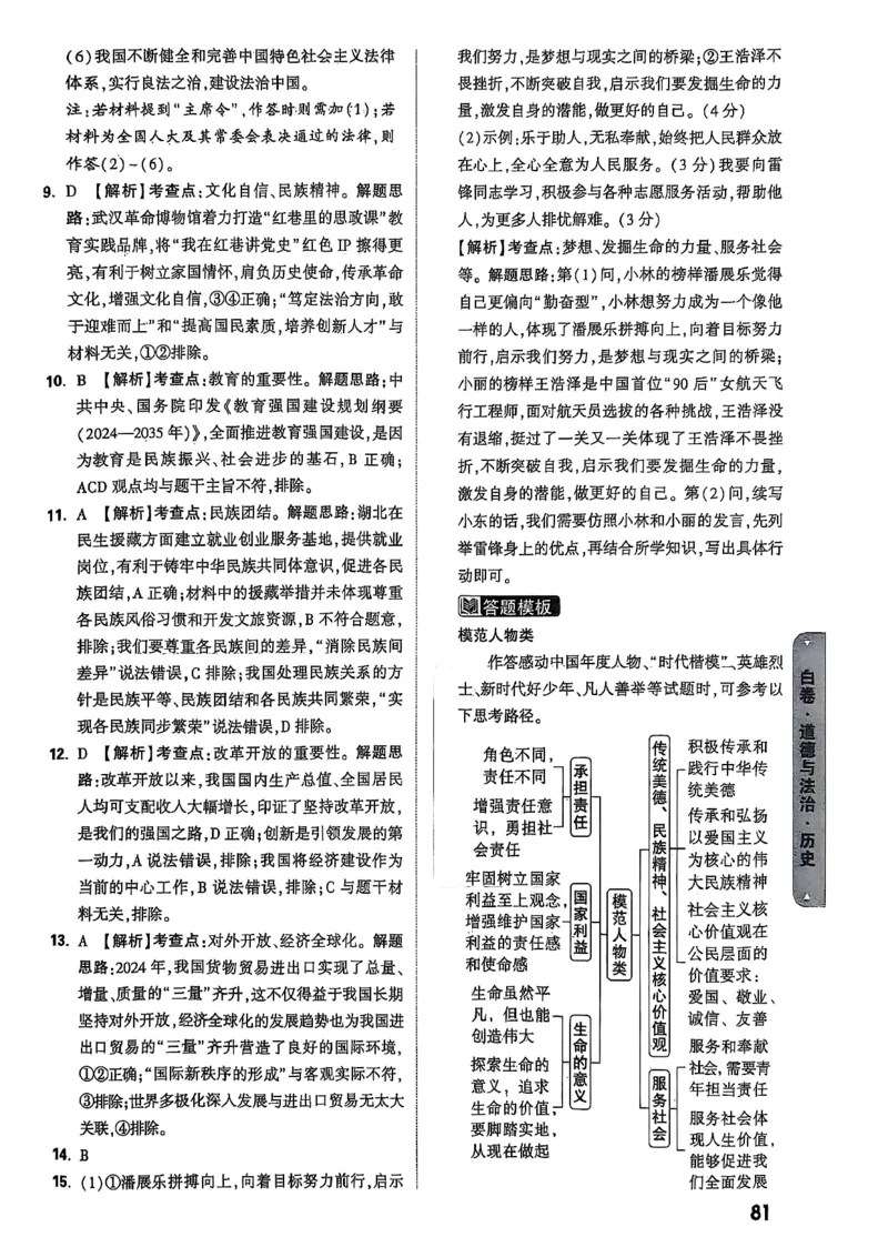 万唯黑白卷答案详解详析_初中资料合集_2025《万唯中考&bull;黑白卷》多地方版（更30省）_2025《万唯中考&bull;黑白卷》7科全套（湖北）_历史道法_新考法及答案