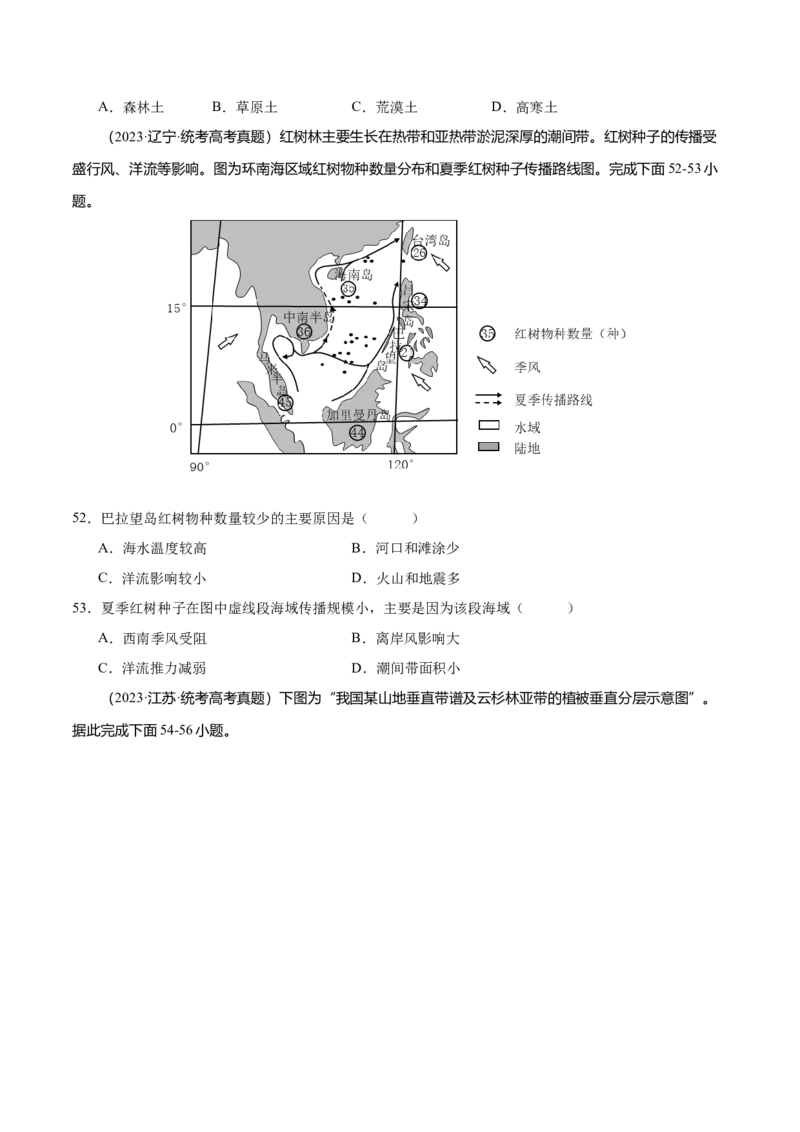 专题7自然地理环境的整体性和差异性（练习）（原卷版）_9.2025地理总复习_2024年新高考资料_3.2024专项复习_备战2024年高考地理总复习专题考点+微专题集成讲练辑