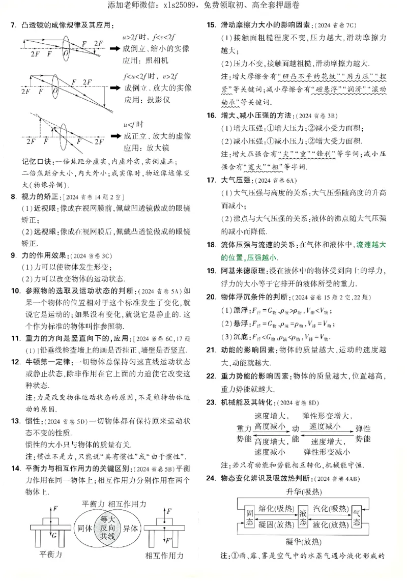 2025《万唯中考&bull;湖南定心卷》物理抢分速记卡_初中资料合集_万唯2025版万唯中考《定心卷》全国地方版实时更新（已更11省）_2025万唯中考《定心卷》7科（湖南）