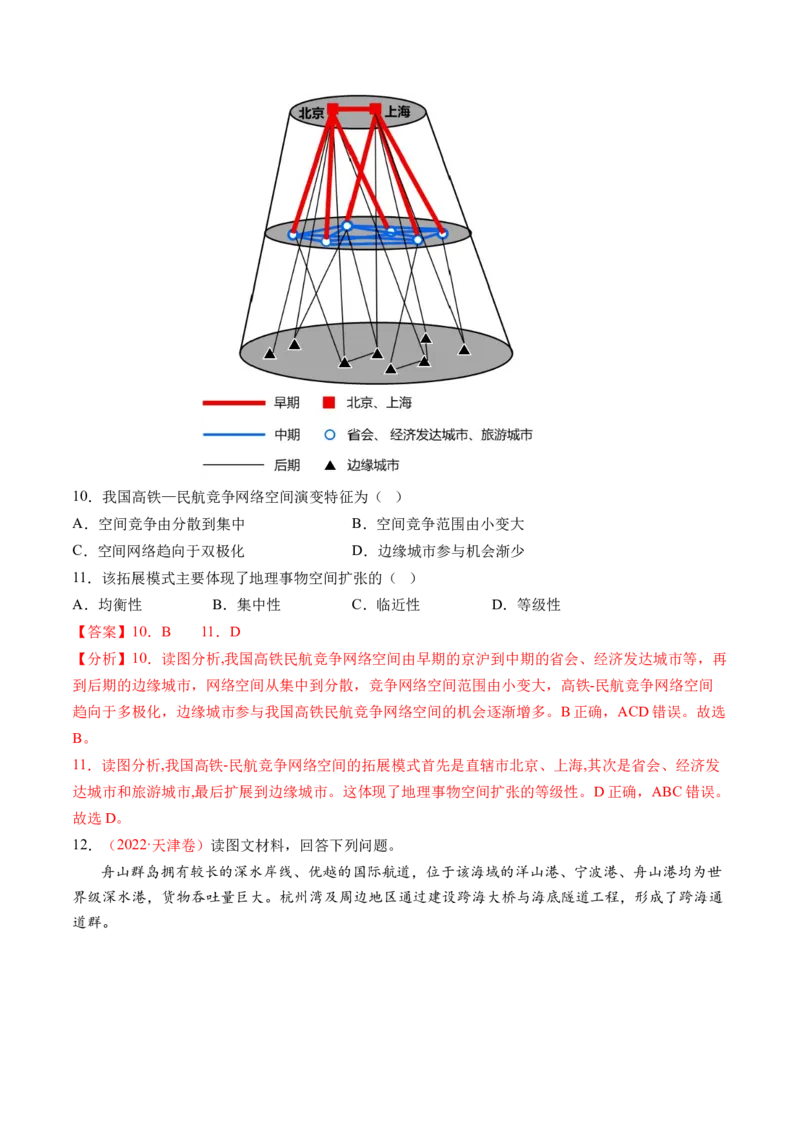 专题10交通运输布局（含中国交通新基建）（练习）（解析版）_9.2025地理总复习_2024年新高考资料_2.2024二轮复习_2024年高考地理二轮复习讲练测（新教材新高考）