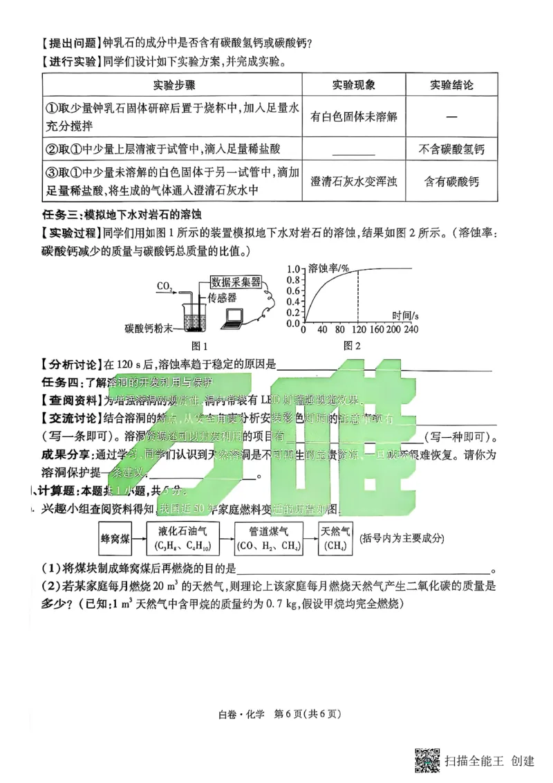 化学白卷_初中资料合集_2025《万唯中考&bull;黑白卷》多地方版（更30省）_2025《万唯中考&bull;黑白卷》7科全套（湖南）