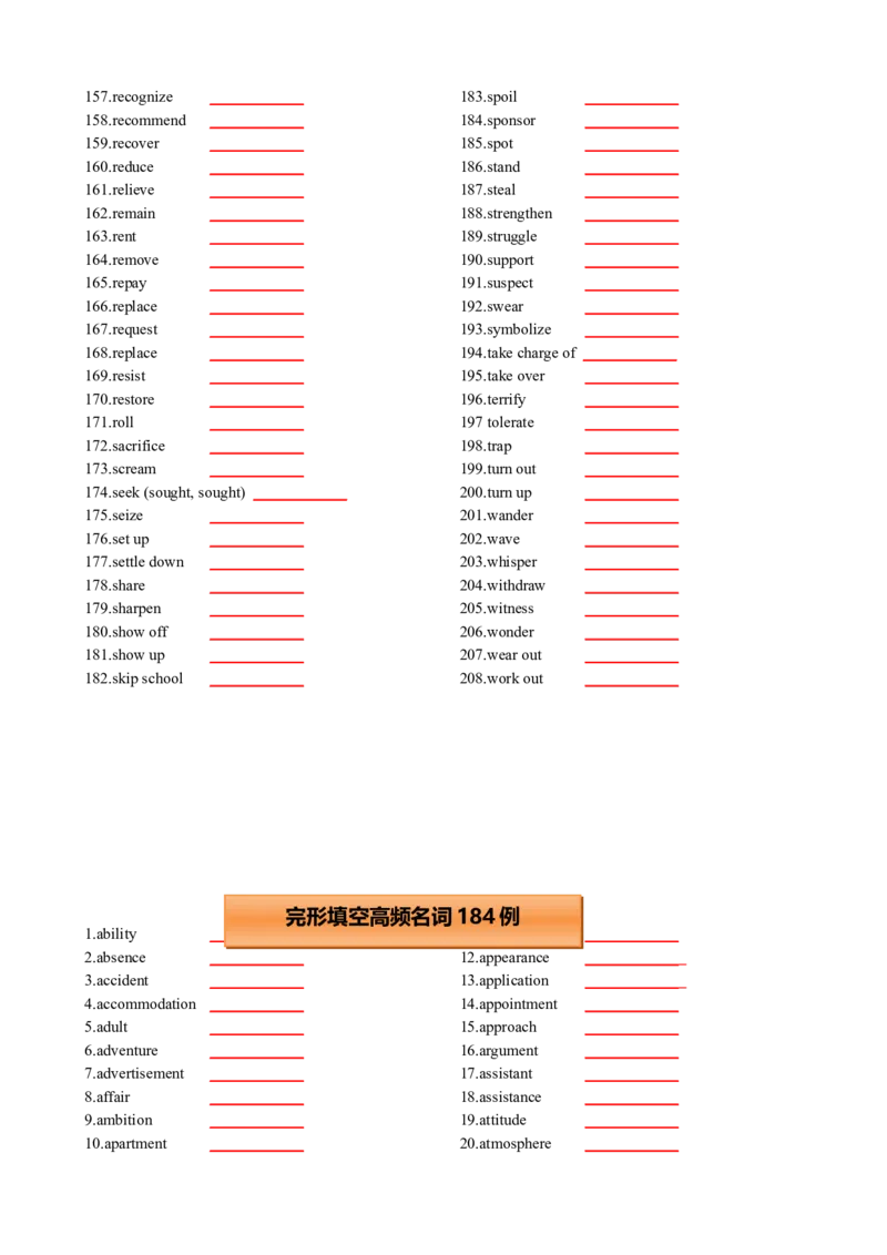专题33高考完形填空神仙单词123例及高频词语篇训练原卷版_3.2025英语总复习_2025年新高考资料_一轮复习_2025年高考英语一轮复习知识清单