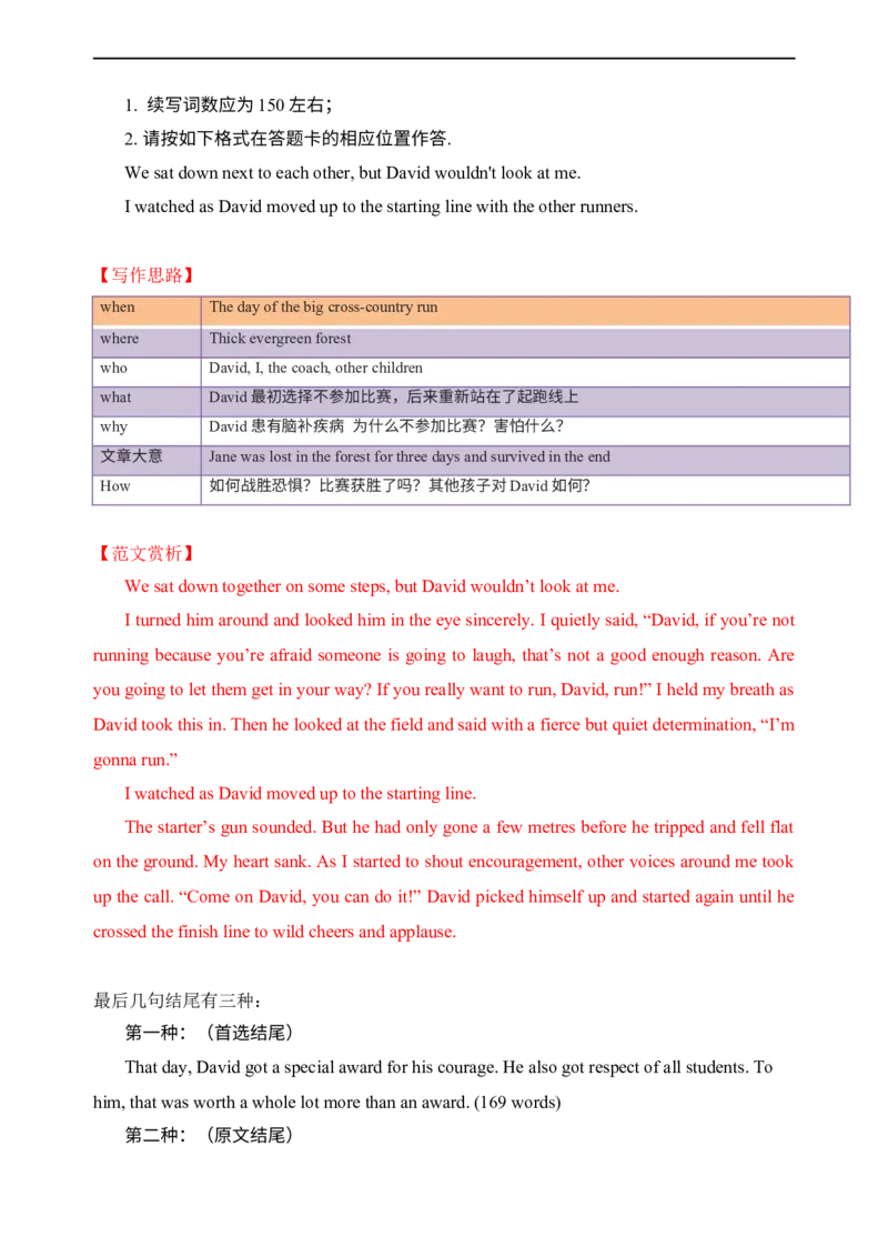 专题20：读后续写高分技巧（中）（原题版）-2023年高考英语二轮复习讲练测（新高考专用）_3.2025英语总复习_2023年新高考资料_二轮复习_2023年高考英语二轮复习讲练测（新高考专用）