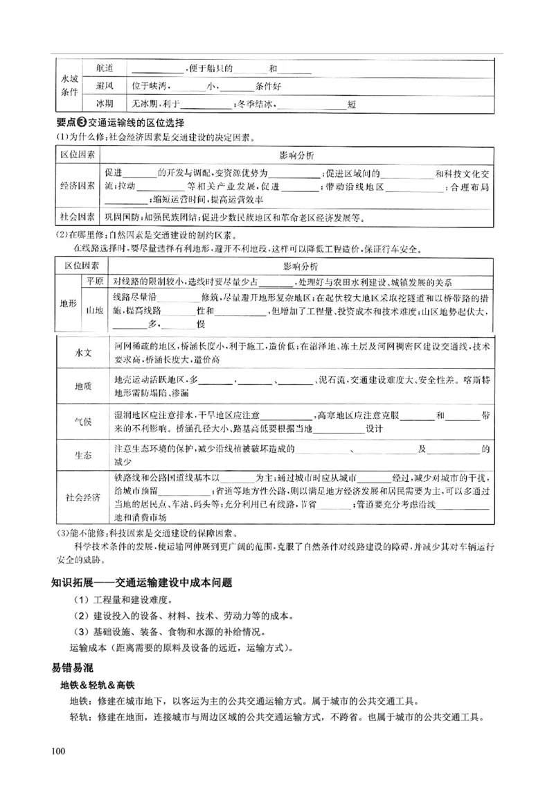 整合突破专题学案主题十六：交通与工程建设（高三地理自主复习资料，pdf版）_9.2025地理总复习_2023年新高考复习资料_专项复习