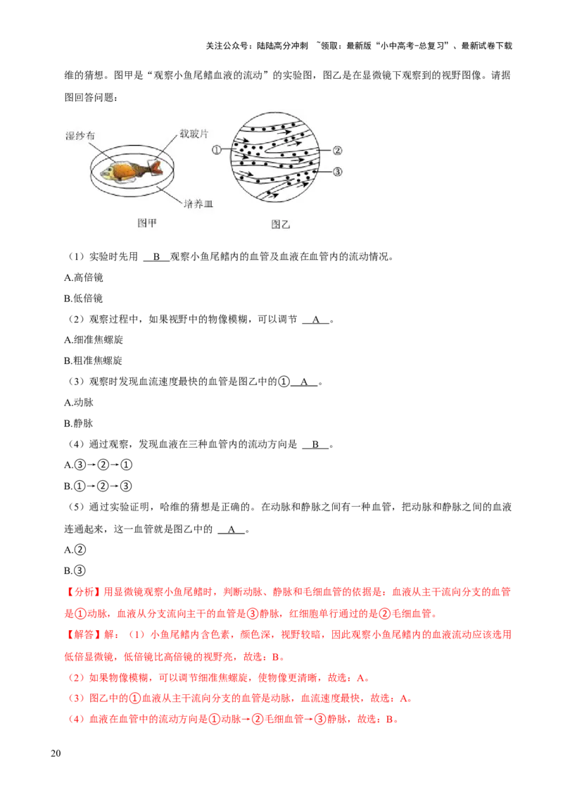 题型突破五实验探究题（解析版）_02中考总复习（2026版更新中）_08-生物-中考总复习_2024年中考复习资料_三轮复习_查漏补缺2024年中考生物复习冲刺过关（全国通用）_查补能力&middot;提升练