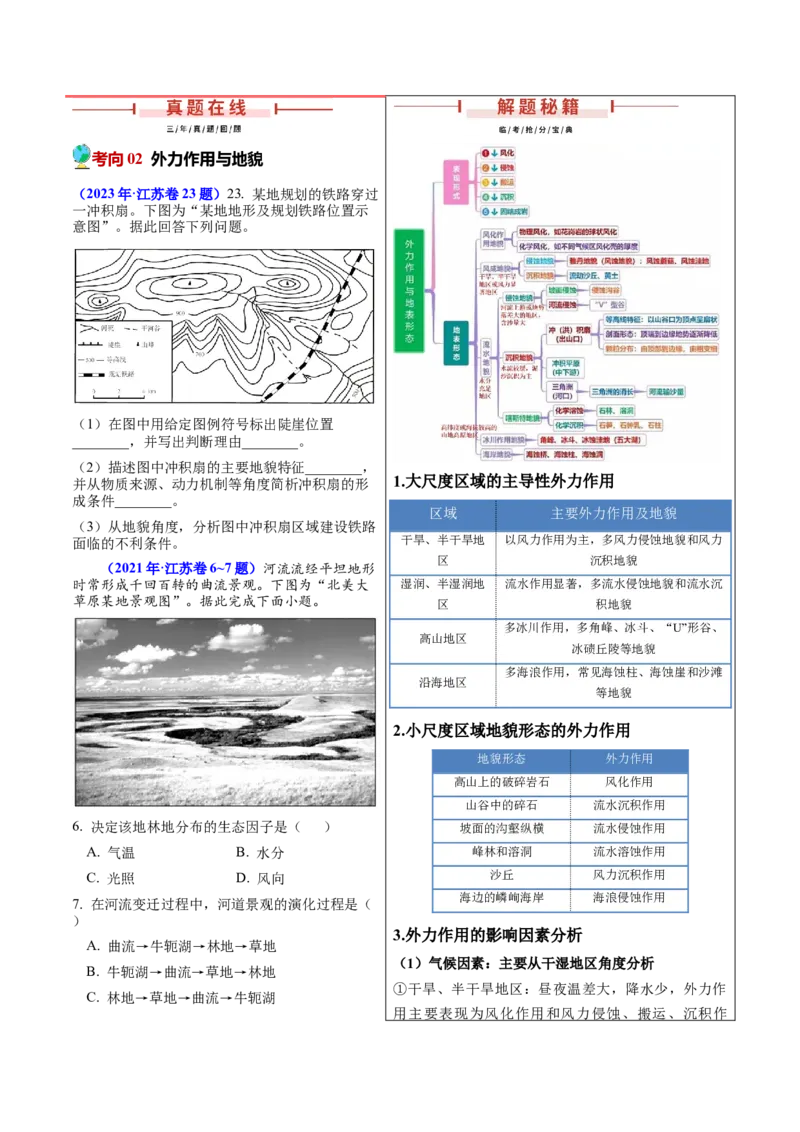 第11~13题地表形态的塑造与岩石圈物质循环-备战2024年高考地理临考题号押题（江苏卷）（解析版）_9.2025地理总复习_2024年新高考资料_5.2024三轮冲刺
