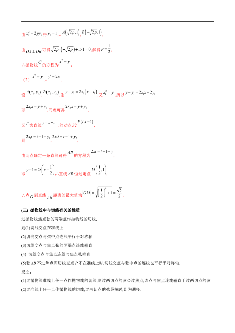 专题11抛物线中的切线问题（解析版）_2.2025数学总复习_2023年新高考资料_专项复习_2023年高考数学大题系列