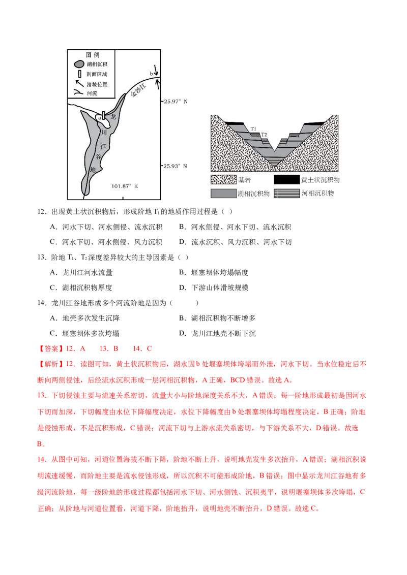 微专题河流阶地（解析版）_9.2025地理总复习_2024年新高考资料_3.2024专项复习_备战2024年高考地理总复习专题考点+微专题集成讲练辑