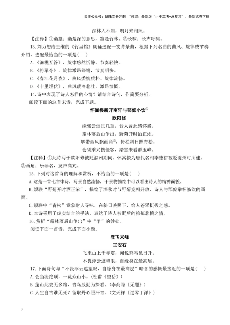 （5）古诗词阅读专项训练2025年中考语文二轮复习（含解析）_02中考总复习（2026版更新中）_01-语文-中考总复习_2025年中考资料_中考文言文专项