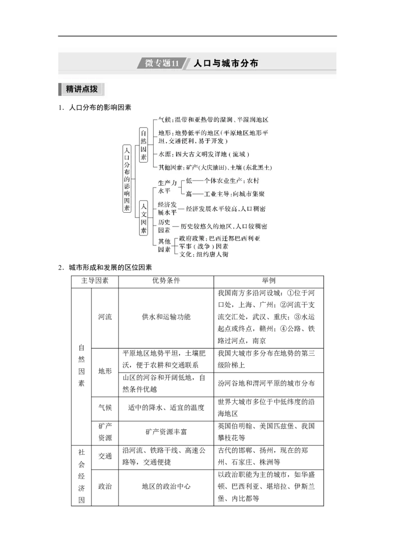 第1部分专题6微专题11　人口与城市分布_9.2025地理总复习_赠品通用版（老高考）复习资料_二轮复习_2023年高考地理二轮复习讲义+课件（全国版）_学生版_学生用书Word版文档