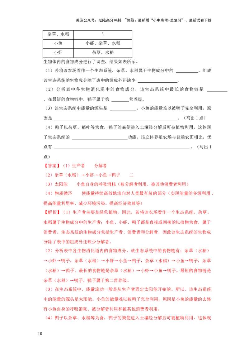 题型04图表分析（解析版）_02中考总复习（2026版更新中）_08-生物-中考总复习_2024年中考复习资料_专项复习_备战2024年中考生物真题题源解密