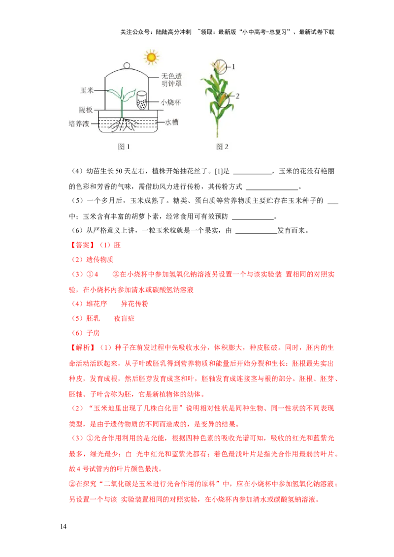 题型04图表分析（解析版）_02中考总复习（2026版更新中）_08-生物-中考总复习_2024年中考复习资料_专项复习_备战2024年中考生物真题题源解密