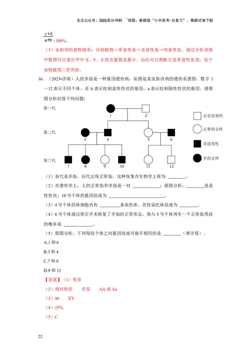 题型04图表分析（解析版）_02中考总复习（2026版更新中）_08-生物-中考总复习_2024年中考复习资料_专项复习_备战2024年中考生物真题题源解密